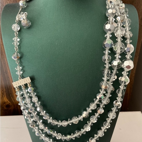 Coro Three Strand Crystal Necklace - Picture 2 of 2